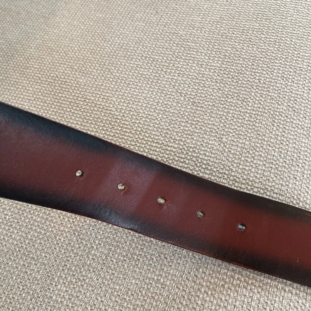 HOT TOPIC GENUINE LEATHER BELT Men’s 34 Brown Tulled Stars Western Cowboy